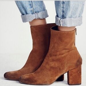 Free People Womens Cecile Ankle Suede Zip Back Heels shoes sz 40/9-9.5